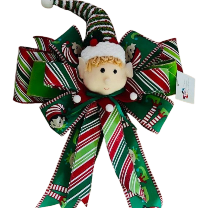 SASSY – A premium 12" x 17" Christmas bow with lively red, white, and green ribbons that radiate joy and personality.